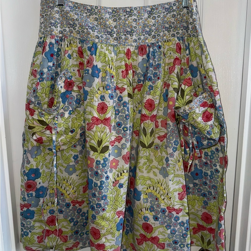Ocean Pacific Multi Color Floral Skirt Sz 7 Drop Pockets Boho Feminine Zip Side